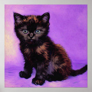 Van Gogh Stijl Paarse kat Poster