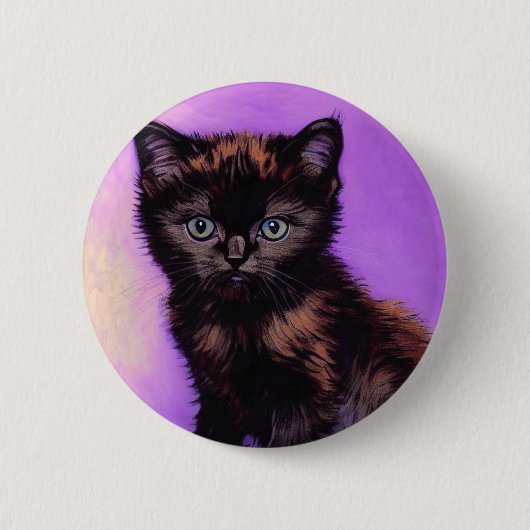 Van Gogh Stijl Paarse kat Ronde Button 5,7 Cm (Voorkant)