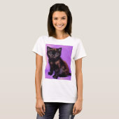 Van Gogh Stijl Paarse kat T-shirt (Voorkant volledig)