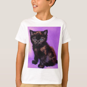 Van Gogh Stijl Paarse kat T-shirt