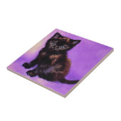 Van Gogh Stijl Paarse kat Tegeltje (Zijkant)