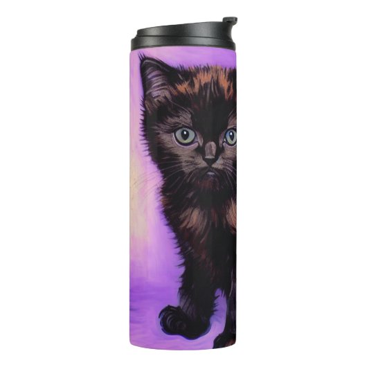 Van Gogh Stijl Paarse kat Thermosbeker (Gedraaid links)