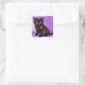 Van Gogh Stijl Paarse kat Vierkante Sticker (Tas)