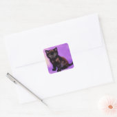 Van Gogh Stijl Paarse kat Vierkante Sticker (Envelop)