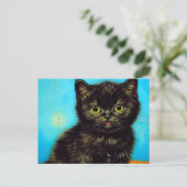 Van Gogh Stijl Pouting Kitten Briefkaart (Staand voorkant)