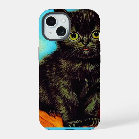 Van Gogh Stijl Pouting Kitten iPhone 15 Case (Achterkant)