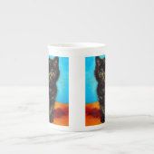 Van Gogh Stijl Pouting Kitten Porselein Kop (Voorkant)