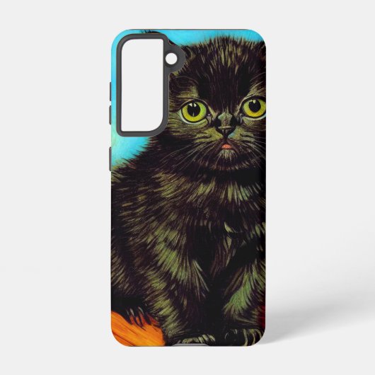 Van Gogh Stijl Pouting Kitten Samsung Galaxy Hoesje (Achterkant)