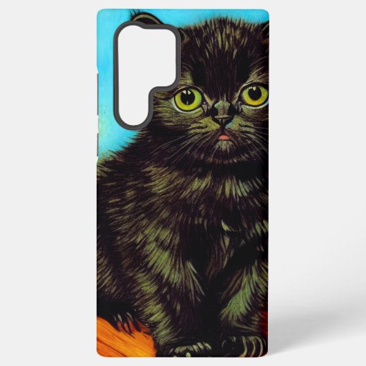 Van Gogh Stijl Pouting Kitten Samsung Galaxy Hoesje (Achterkant)