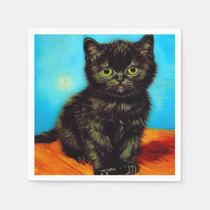 Van Gogh Stijl Pouting Kitten Servet