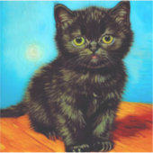 Van Gogh Stijl Pouting Kitten Sticker (Voorkant)