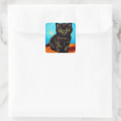 Van Gogh Stijl Pouting Kitten Vierkante Sticker (Tas)
