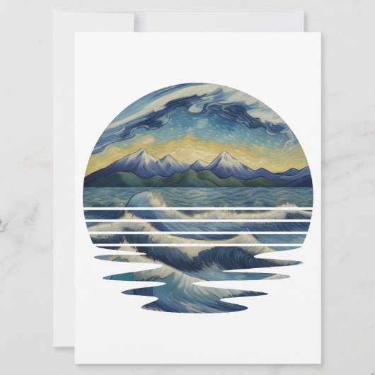 Van Gogh stijl schilderijen set, een zee bij zonso Kaart (Voorkant)