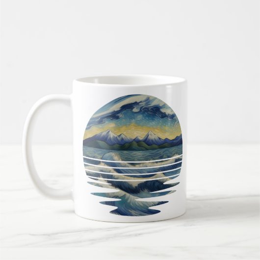 Van Gogh stijl schilderijen set, een zee bij zonso Koffiemok (Links)