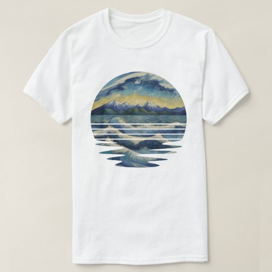Van Gogh stijl schilderijen set, een zee bij zonso T-shirt (Design voorkant)