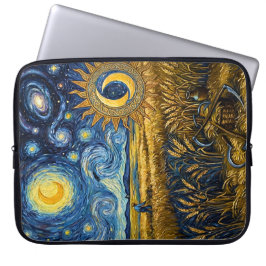 Van Gogh stijl sterren oogst goud tarweveld Laptop Sleeve