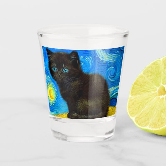 Van Gogh Stijl Sterrennacht Shot Glas (Voorkant)