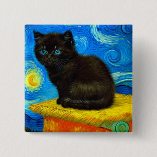 Van Gogh Stijl Sterrennacht Vierkante Button 5,1 Cm