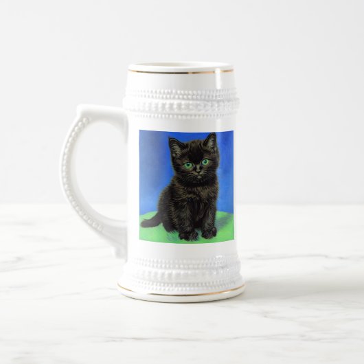 Van Gogh Stijl Zwart Kitten Bierpul (Links)