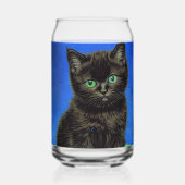 Van Gogh Stijl Zwart Kitten Blikvorm Glas (Voorkant)