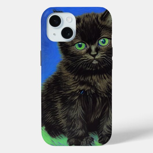 Van Gogh Stijl Zwart Kitten Case-Mate iPhone Case (Achterkant)