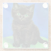 Van Gogh Stijl Zwart Kitten Glazen Onderzetter (Achterkant)