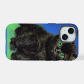Van Gogh Stijl Zwart Kitten iPhone 15 Case (Achterkant horizontaal)