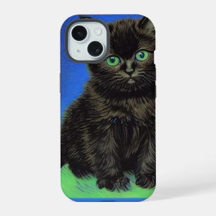 Van Gogh Stijl Zwart Kitten iPhone 15 Case