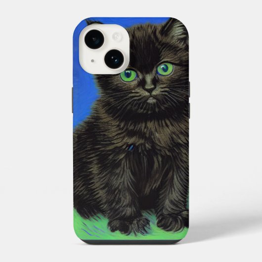 Van Gogh Stijl Zwart Kitten iPhone Hoesje (Achterkant)