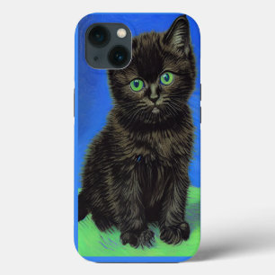 Van Gogh Stijl Zwart Kitten iPhone 13 Hoesje