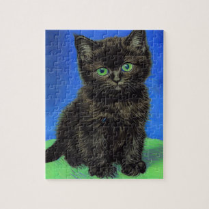 Van Gogh Stijl Zwart Kitten Legpuzzel