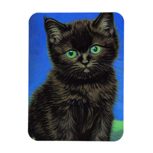 Van Gogh Stijl Zwart Kitten Magneet