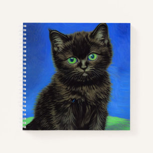 Van Gogh Stijl Zwart Kitten Notitieboek
