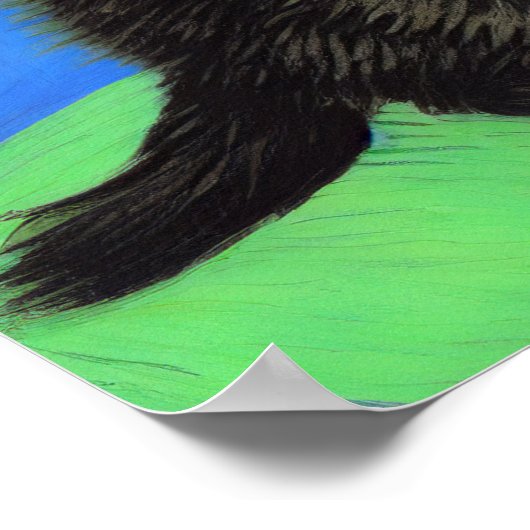 Van Gogh Stijl Zwart Kitten Poster (Hoek)