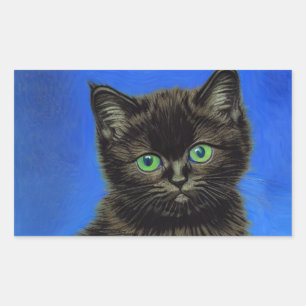 Van Gogh Stijl Zwart Kitten Rechthoekige Sticker