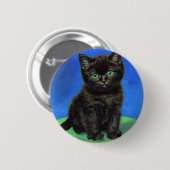 Van Gogh Stijl Zwart Kitten Ronde Button 5,7 Cm (Voorkant /achterkant)