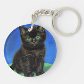 Van Gogh Stijl Zwart Kitten Sleutelhanger (Achterkant)