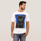 Van Gogh Stijl Zwart Kitten T-shirt (Voorkant volledig)