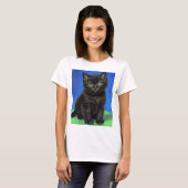 Van Gogh Stijl Zwart Kitten T-shirt (Voorkant volledig)