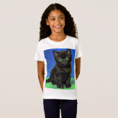 Van Gogh Stijl Zwart Kitten T-shirt (Voorkant volledig)
