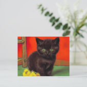 Van Gogh Stijl Zwarte Kat Briefkaart (Staand voorkant)