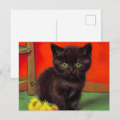 Van Gogh Stijl Zwarte Kat Briefkaart (Voorkant / Achterkant)