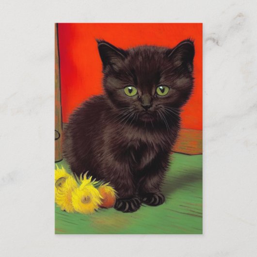 Van Gogh Stijl Zwarte Kat Informatiekaartje (Voorkant)