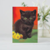 Van Gogh Stijl Zwarte Kat Informatiekaartje (Staand voorkant)