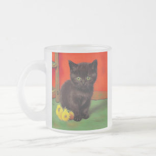 Van Gogh Stijl Zwarte Kat Matglas Koffiemok