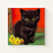 Van Gogh Stijl Zwarte Kat Notitieboek (Achterkant)