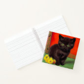 Van Gogh Stijl Zwarte Kat Notitieboek (Binnen)