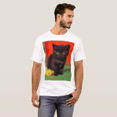 Van Gogh Stijl Zwarte Kat T-shirt (Voorkant volledig)