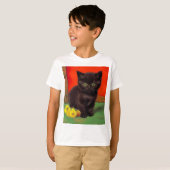 Van Gogh Stijl Zwarte Kat T-shirt (Voorkant volledig)