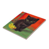 Van Gogh Stijl Zwarte Kat Tegeltje (Zijkant)
